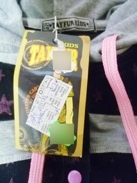 Foto aus der offiziellen Meldung: Tayfur Kinderjacken — Risiko: Strangulierung