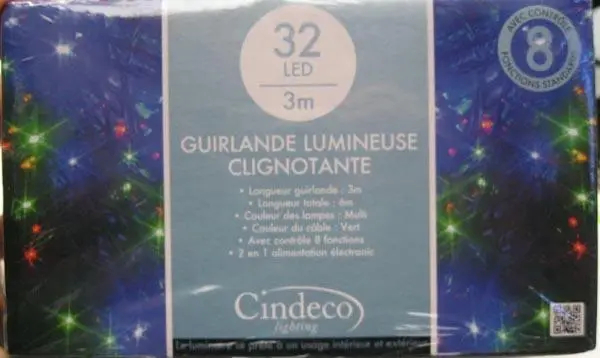Photo de l’avis officiel: CINDECO LIGHTING Guirlande Lumineuse Clignotante Chaîne d’éclairage — risque: Incendie