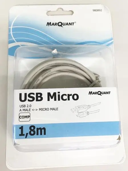 Photo de l’avis officiel: Marquant USB mikro 1,8m Câble USB — risque: Environnement
