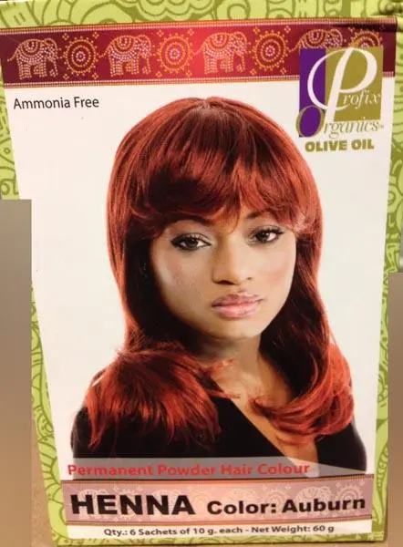 Photo from the official notice: Profix Organics Olive Oil / EBOCOS Permanent Powder Hair Colour - HENNA hair colouring product — chemical risk
