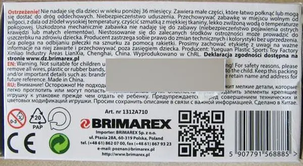 Foto uit de officiële melding: Brimarex Friction Power Engineering car [Maszyny budowlane] Graafmachine voor speelgoed — risico: Verstikking door inslikken