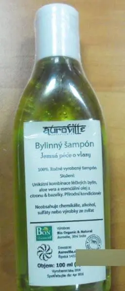 Photo from the official notice: BON Bio Organic &amp; Natural Auroville Bylinny Sampon herbal shampoo — microbiological risk