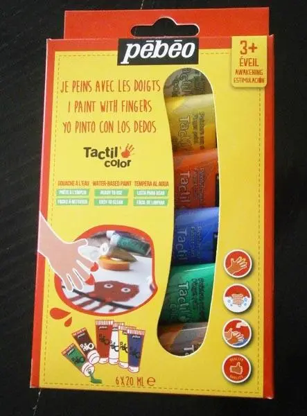 Foto aus der offiziellen Meldung: Pébéo Je Peins avec les Doigts / I Paint with Fingers Fingerfarben — Risiko: Ersticken