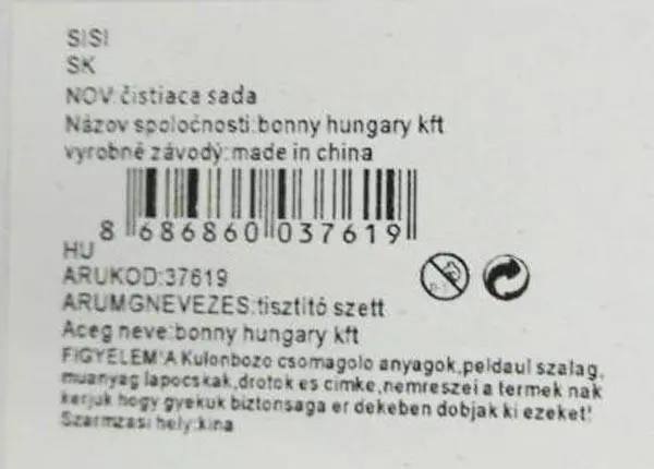 Foto dell’avviso ufficiale: Cleaning Tools / tisztító szett Set di bambole di plastica — rischio: Rischio chimico