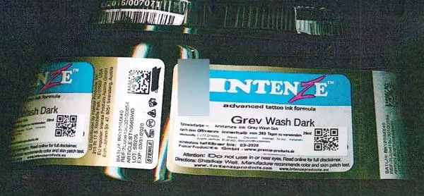 Photo de l’avis officiel: Intenze Gray Wash Dark Encre de tatouage — risque: Risque chimique