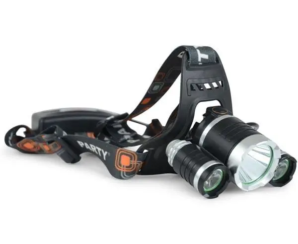Foto aus der offiziellen Meldung: Party Headlamp Professional Scheinwerfer mit Batterieladegerät — Risiko: Elektrischer Schlag & Feuer