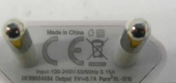 Photo de l’avis officiel: Pure² Chargeur USB — risque: Choc électrique & Incendie