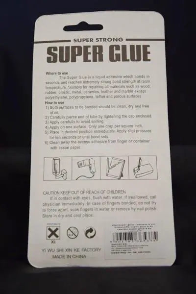 Photo de l’avis officiel: Extra Strong Super Glue Colle — risque: Risque chimique