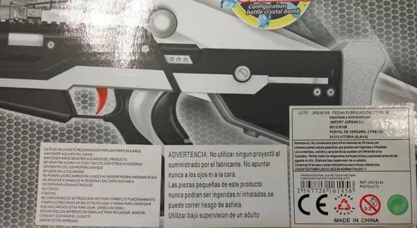 Photo de l’avis officiel: Clack Chost Pistolet à jouet — risque: Étouffement & Blessures