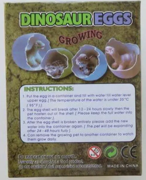 Foto do aviso oficial: Artex Trading Australian Dinosaur - Hatching Eggs Brinquedos expansíveis — risco: Engasgamento & Ferimentos