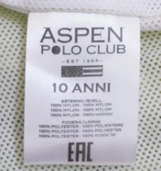 Photo from the official notice: Aspen Polo Club boys' jacket — strangulation risk (A12/1446/16)