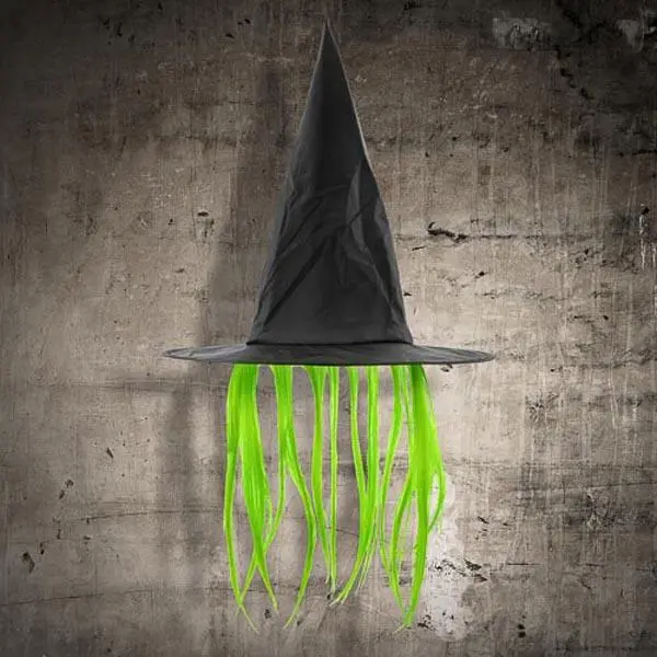 Photo de l’avis officiel: Fright Nite Witches Hat With Hair Chapeau de robe de fantaisie — risque: Brûlures