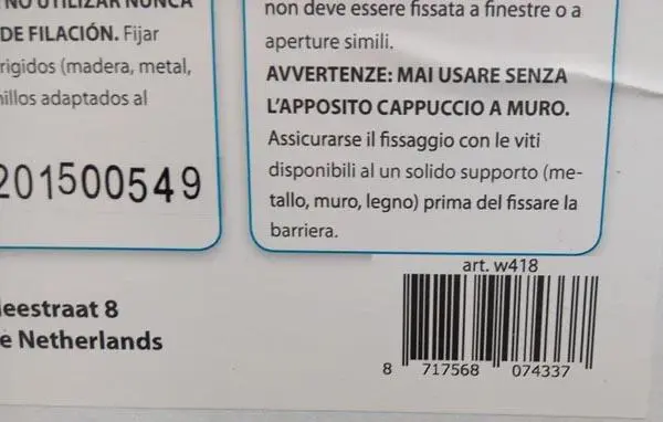 Foto dell’avviso ufficiale: First Baby Safety Safety gate Safrane black Cancello di sicurezza per bambini — rischio: Lesioni