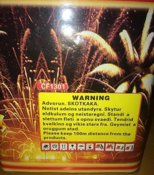 Photo de l’avis officiel: CAKE Feux d’artifice — risque: Brûlures & Incendie