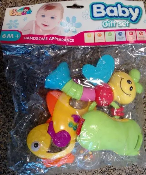 Photo from the official notice: Bei le ai Baby Gift Set baby rattle and teether set — choking risk