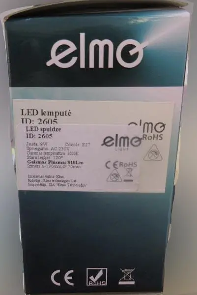 Foto do aviso oficial: Elmo LED Lauko prozekortius (LED outdoor floodlight) Lâmpada LED — risco: Choque elétrico