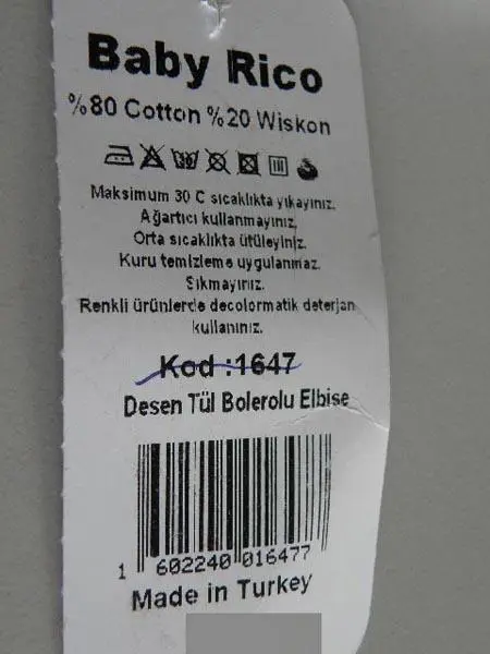 Foto do aviso oficial: Baby Rico Desen Tül Bolerolu Elbise Vestido das meninas com bolero — risco: Engasgamento & Ferimentos