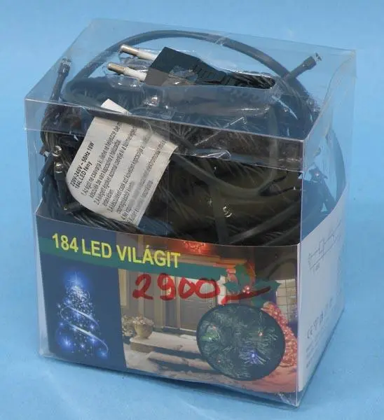 Photo de l’avis officiel: 1) 144 LED VILÁGIT; 2) 184 LED VILÁGIT Chaînes d’éclairage — risque: Choc électrique & Incendie