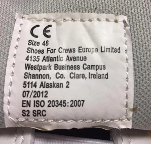Photo de l’avis officiel: Shoes for Crews Alaskan II Chaussures de sécurité — risque: Blessures