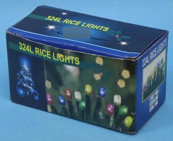 Photo de l’avis officiel: 1) 144L RICE LIGHTS; 2) 324L RICE LIGHTS Chaîne d’éclairage — risque: Choc électrique & Incendie