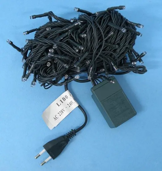 Photo from the official notice: 1) 180 LED LIGHT; 2) 240 LED LIGHT lighting chain — electric shock & fire risk