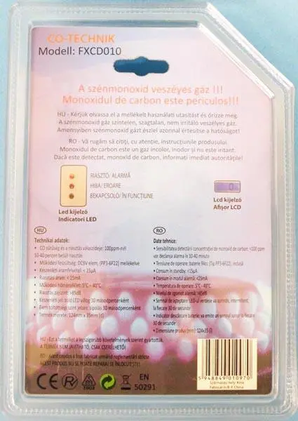 Foto del aviso oficial: Co-technik Detector monoxid de carbon / Szénmonoxid érzékelő Detector de monóxido de carbono — riesgo: Asfixia