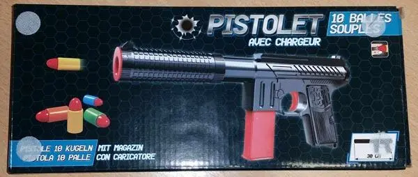 Photo de l’avis officiel: B&amp;G International Pistolet avec Chargeur ('Gun with magazine') Pistolet à jouets — risque: Blessures