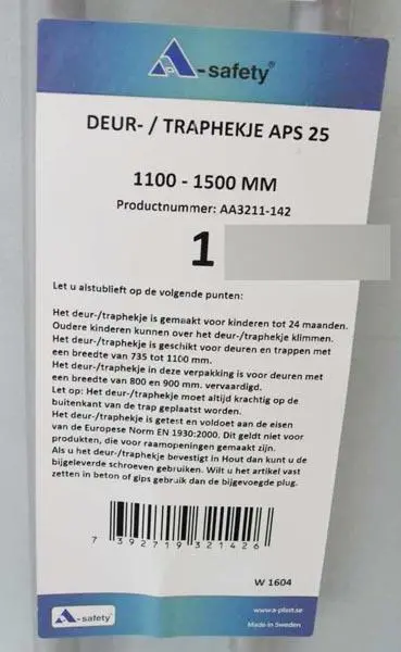 Foto dell’avviso ufficiale: A-Safety/ JIPPIE'S Traphekje/child safety gate Cancello di sicurezza per bambini — rischio: Lesioni & Strangolamento