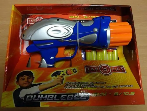 Photo de l’avis officiel: Target Bumblebee Pistolet à jouet — risque: Étouffement