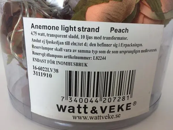 Foto aus der offiziellen Meldung: Watt &amp; Veke Anemone light strand Beleuchtungskette — Risiko: Umwelt