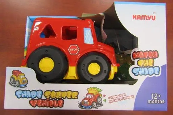 Zdjęcie z oficjalnego zgłoszenia: Kamyu 1.) Shape Sorter Vehicle; 2.) Shape Sorter Choochoo Plastikowa zabawka edukacyjna — ryzyko: Zadławienie