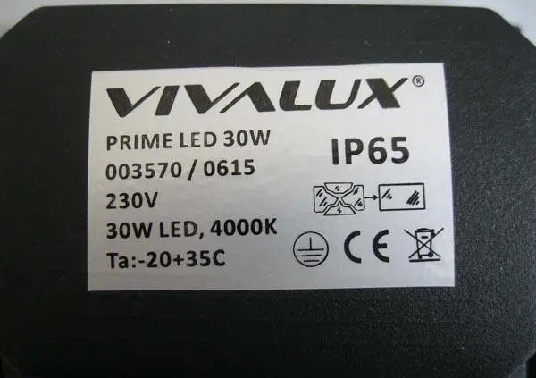 Foto do aviso oficial: VIVALUX PRIME LED 30W Projetor LED — risco: Choque elétrico