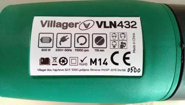 Photo de l’avis officiel: VILLAGER Angle Grinder Broyeur d’angle — risque: Choc électrique