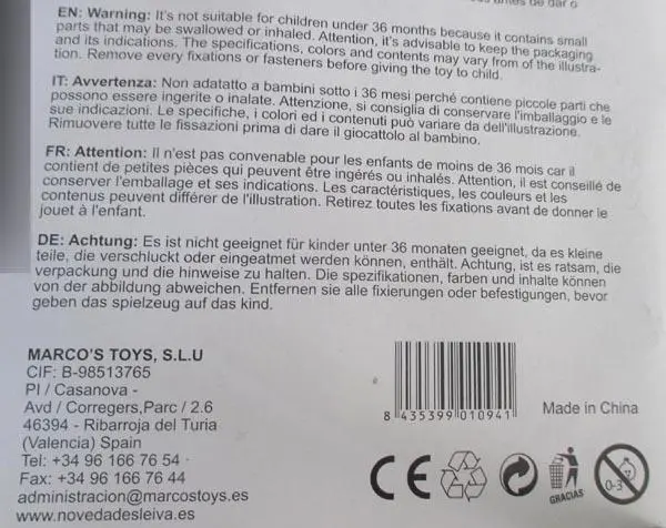 Photo from the official notice: Marco's Toys Tool set / Faciliy toy tool sets — choking risk
