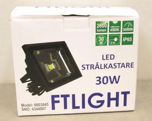 Foto do aviso oficial: FTLight LED Valonheitin 30W Projetor LED — risco: Choque elétrico