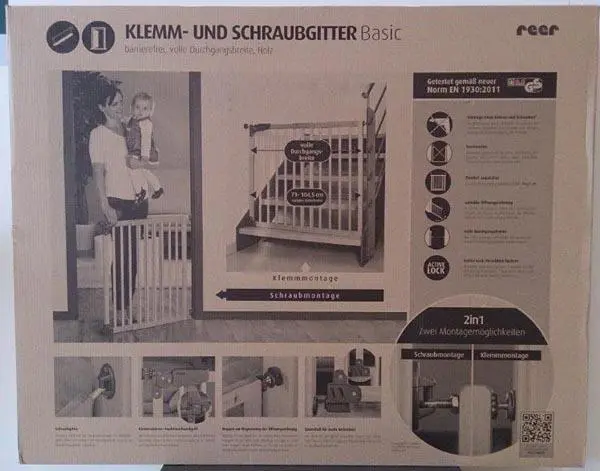 Foto aus der offiziellen Meldung: Reer Klemm - und Schraubgitter Basic Sicherheitstor für Kinder — Risiko: Verletzungen
