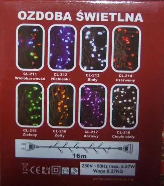 Photo from the official notice: Ozdoba swietlna lighting chain — electric shock risk