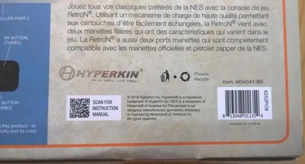Photo de l’avis officiel: HYPERKIN RETRON Console de jeu — risque: Choc électrique