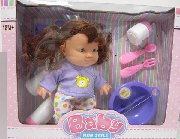 Foto do aviso oficial: Atosa BABY NEW STYLE, BABY CUTE - LOVELY GIFT SET Boneca de bebé com acessórios — risco: Engasgamento