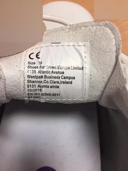 Photo de l’avis officiel: Shoes for Crews Aramis White Chaussures de sécurité — risque: Blessures