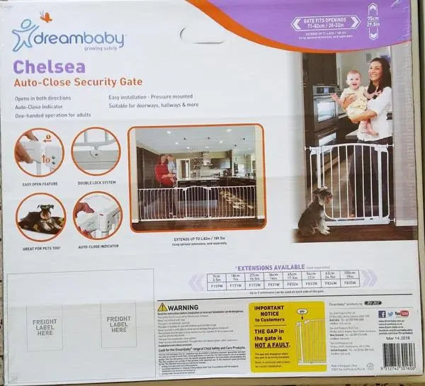 Photo de l’avis officiel: Dreambaby Chelsea Porte de sécurité pour les enfants — risque: Coincement & Blessures