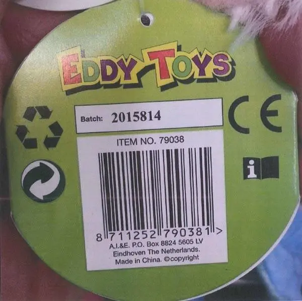Foto aus der offiziellen Meldung: Eddy Toys Marionnette main sonore -Hand puppet including sound Plüsch Handpuppe — Risiko: Ersticken