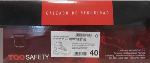 Photo from the official notice: TAO / Security Line Calzado de Seguridad (Safety shoes) — injuries risk