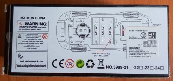 Foto dell’avviso ufficiale: WINNER TOYS Model Car 3D LIGHT Auto giocattolo — rischio: Lesioni uditive