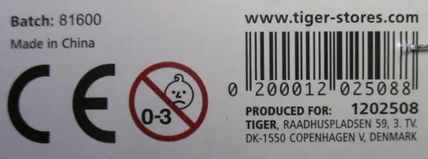 Photo from the official notice: Tiger Paryk - Wig fancy-dress wig — suffocation risk
