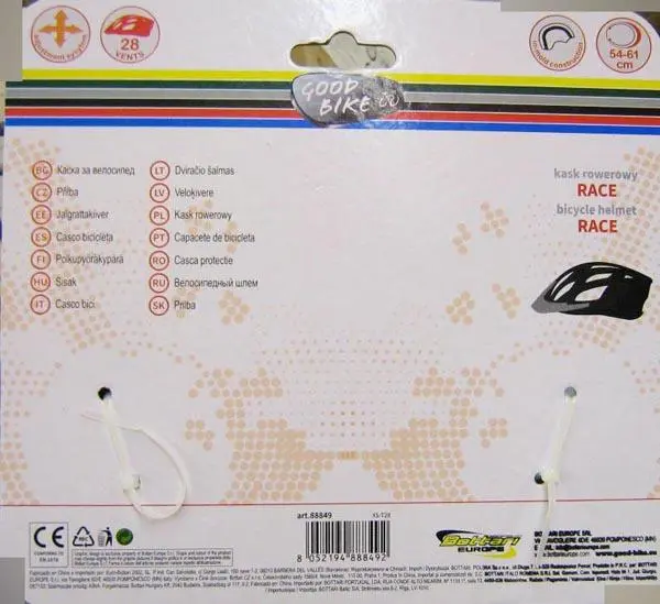 Foto dell’avviso ufficiale: Good bike / Bottari Europe Bicycle helmet RACE Casco da bicicletta — rischio: Lesioni