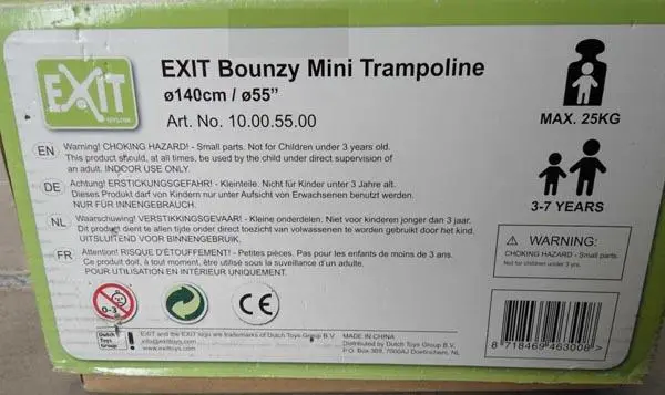 Photo de l’avis officiel: Exit Bounzy Mini Trampoline — risque: Blessures