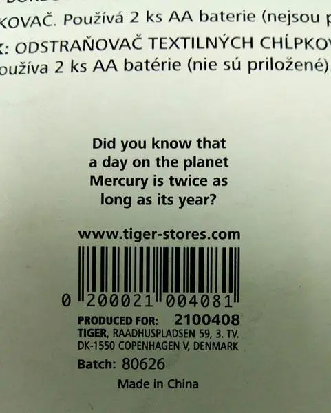 Photo from the official notice: Tiger FNUGFJERNER (Lint remover) — cuts risk
