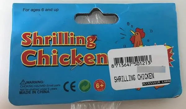Foto dell’avviso ufficiale: PartyXplosion Shrilling Chicken Giocattolo di plastica — rischio: Rischio chimico