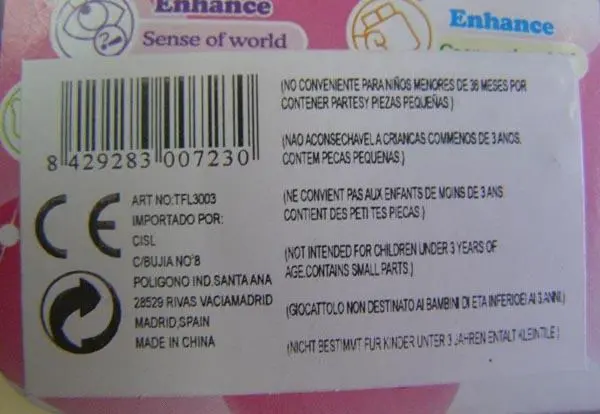 Photo from the official notice: VIGE BLOCK plastic toy — choking risk